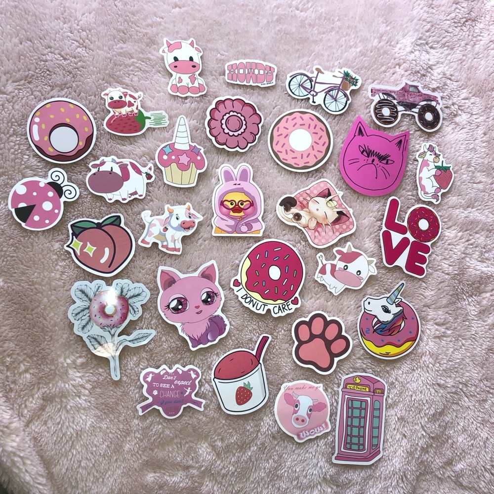 Pink Cute Sticker Pack - Donuts and Animals